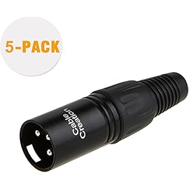 CableCreation [Paquete de 5] Conector macho de línea de micrófono tipo soldadura XLR de 3 clavijas, carcasa negra