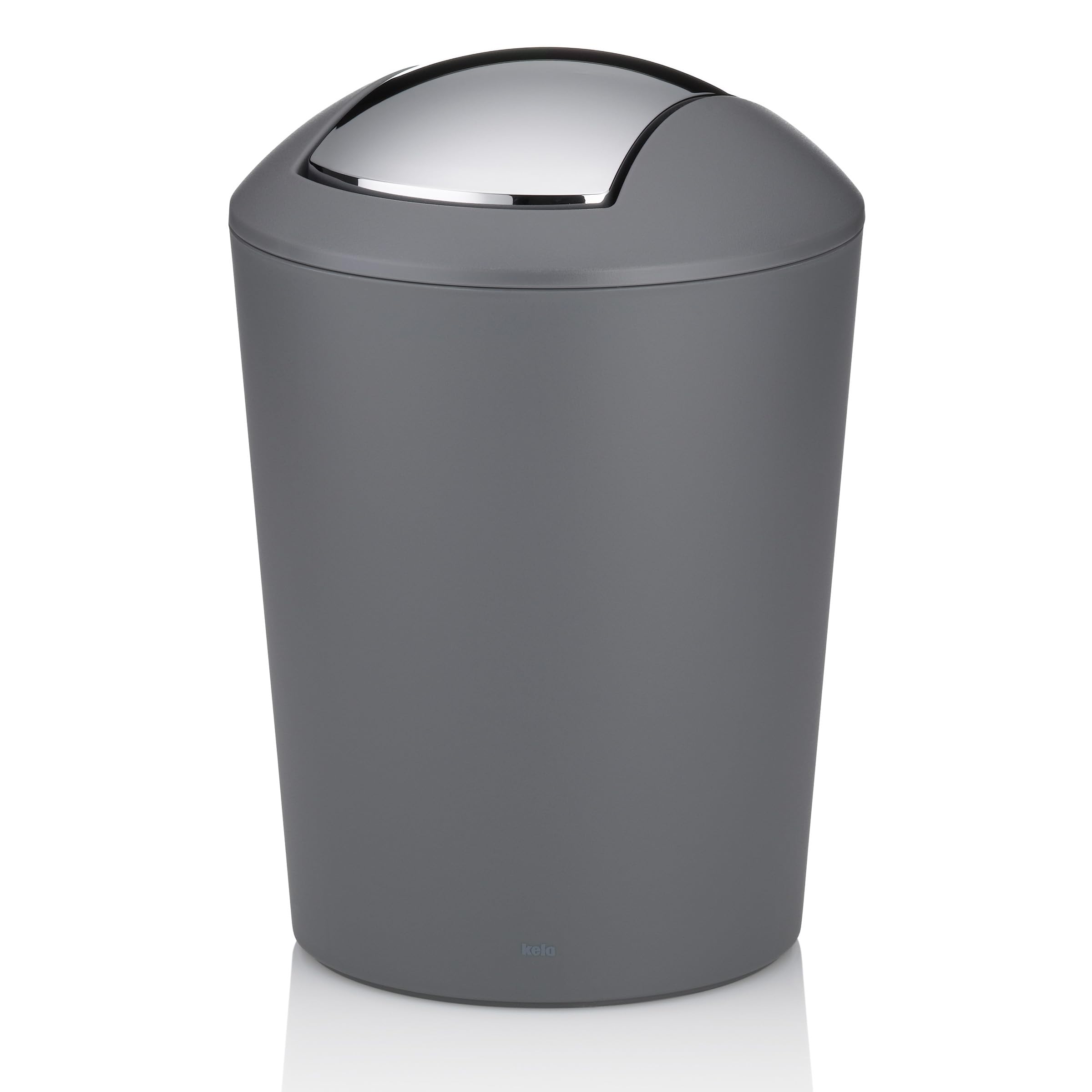 Kela cosmetic bin grey 1.7l, mini waste bin bathroom with swing lid, plastic, MARTA, small table waste bin grey matt