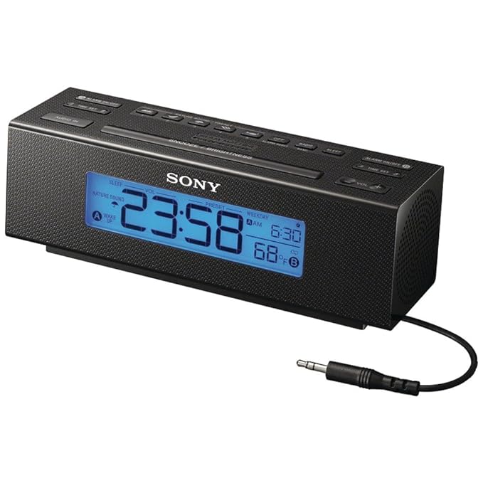Sony ICFC707 Clock Radio with AM/FM Dual Alarm and Large