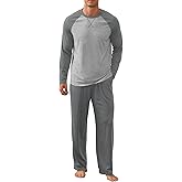 NITAGUT Men's Pajama Set Long Sleeve Sleepwear 2 Piece Loungewear with Pockets Soft Comfy Nightwear