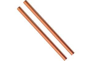 HWYEE 2PCS 99.98% Pure Copper Rod 3/8''(10mm) Dia 8.031'' Lengther Copper Round, Rod Solid Copper Bar for Metal DIY Craft Metal Working Hobbies（2PCS,10 * 204mm）