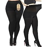 Buauty Plus Size Tights for Women Ultra Soft Solid Color Semi-Opaque Pantyhose,