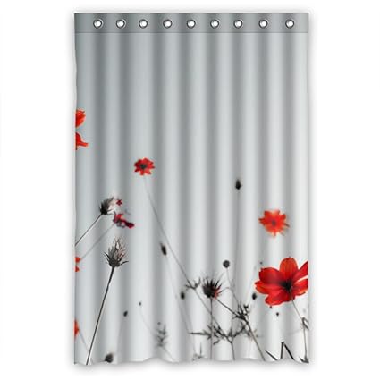 Amazon Com Beautiful Charming Delicate Red Flowers Shower Curtain