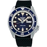 SEIKO Watch for Men - 5 Sports - Automatic | Manual Winding Movement, Black Dial with Bezel, Stainless Steel Case, Nylon Strap, Day/date Display, 10 Bar Water-Resistant
