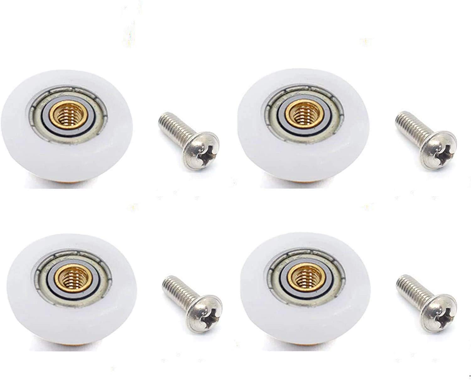 4PCS/Pack Glass Sliding Door Pulleys,For the Bathroom Pan Shower Door Rollers/Runners/Wheels,Strong Load-bearing Capacity, Ultra-quiet (Roller diameter 19mm, YQl03-4Pcs)