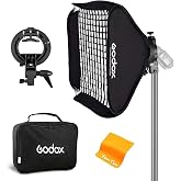 Godox Softbox 24"x24"/60x60cm with Grid, S-Type Speedlite Bracket &amp; Bag | S-Type bracket with built-in Bowens mount, for Godox V1 AD200 Pro II V860II/III TT685II TT600 TT350, For studio &amp; video