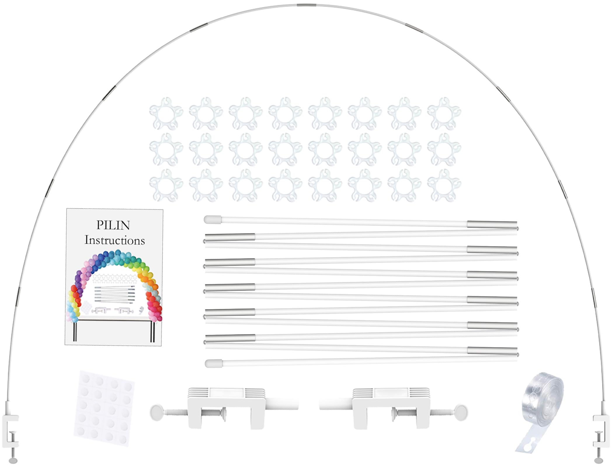 PILIN Balloon Arch Kit Reusable White Adjustable Balloon Arch Holder for Weddings, Graduations, Birthdays, Christmas Decorations