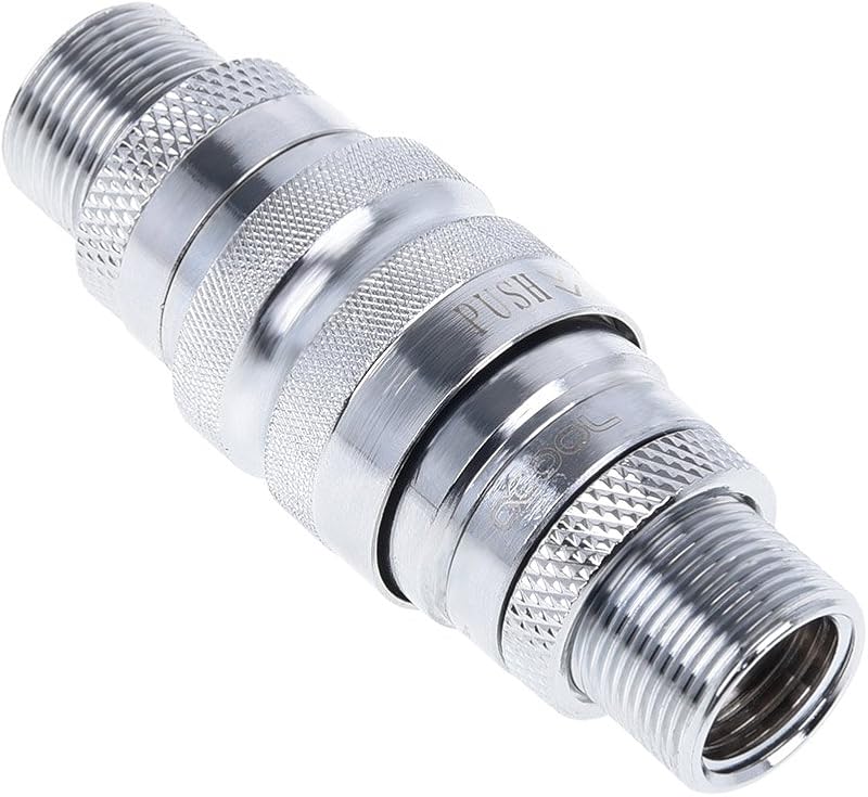 Alphacool Eiszapfen G1/4 Double Bulkhead Quick Release Fitting Silver