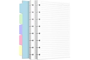 BILLTIGIF Discbound Refill Paper, Disc Paper Refill for Note-Taking System Discbound Planner Inserts with 240 Pages, 5 Sheets Dividers,White Paper Refill, Junior Size 5.6" x 8.3 "