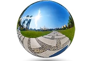 OZXNO 4 Inch/100mm Stainless Steel Hollow Ball Smooth Gazing Mirror Ball for Decorating Home and Garden