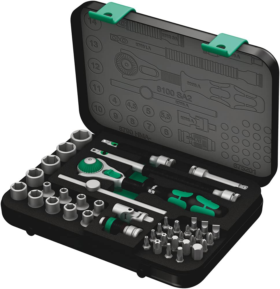 Wera 8100 SA 2 Zyklop Speed Ratchet, Sockets, Bits and Accessories Set, 1/4" Drive, 42PC, 05003533001 โ image 1
