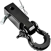 TBAPFS 2 Inch Shackle Hitch Receiver 45000Lbs Breaking Strength 3/4" D Ring Shackle Tow Hitch Receiver for Vehicle Trailer Trucks Jeeps Recovery Off-Road - Black
