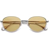 VANLINKER Small Polarized Sunglasses for Women Men Retro Round Metal Frame Classic Hippie Circle Shades VL9880