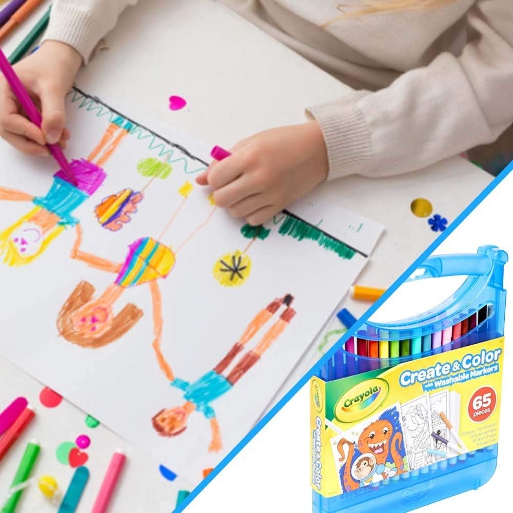 Crayola Supertips (Blue) Non Bleeding Washable Markers, Water Soluble