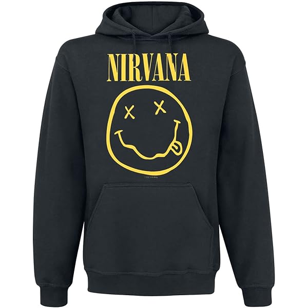 Amazon.com: Nirvana Official Nevermind Smiley Hoodie (Black