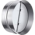 8 Inch Backdraft Damper Back Draft Vent Duct Shutter Blocker, Backflow Ducting Insert One-Way Airflow Preventer with Inline Springs Loaded Folding Blades, HVAC Extractor Range Fan Hood Deflector