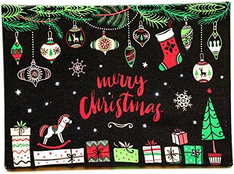 Oak Street Recordable Merry Christmas LED Light Up Canvas Art Tabletop Greeting Card Print 8"x6