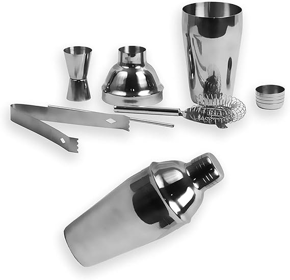 Juego de cocteleras de acero inoxidable con guía de recetas, batidor de