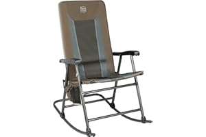 TIMBER RIDGE Foldable Padded Rocking Chair for Outdoor, High Back and Heavy Duty, Portable for Camping, Patio, Lawn, Garden, Yard or Balcony, Supports 300lbs (Brown)