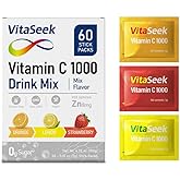 VitaSeek 1000mg Vitamin C Powder Packets Sugar Free Variety Flavor - 60 Count/2 Month Supply