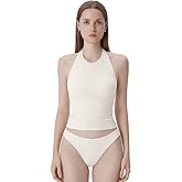 SUUKSESS Women Halter Padded Tank Tops Double Lined Backless Summer Going Out Tops