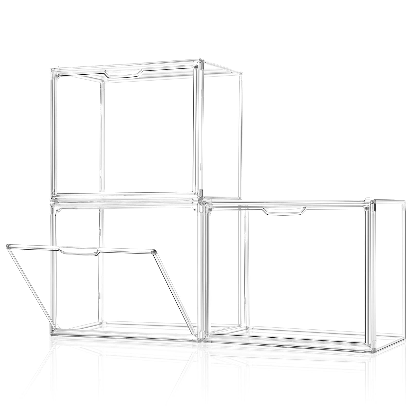 Photo 1 of starogegc 3Pack Clear Plastic Handbag Storage Organizer for Closet, Acrylic Display Case for Handbag and Purse, Purse Organizer for Closet with Magnet Door for Book, Toys, Hats