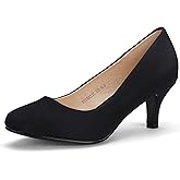 IDIFU Women's Classic Low Heels Dress Pumps 2 Inch Kitten Heel Round Toe Office Wedding Shoes