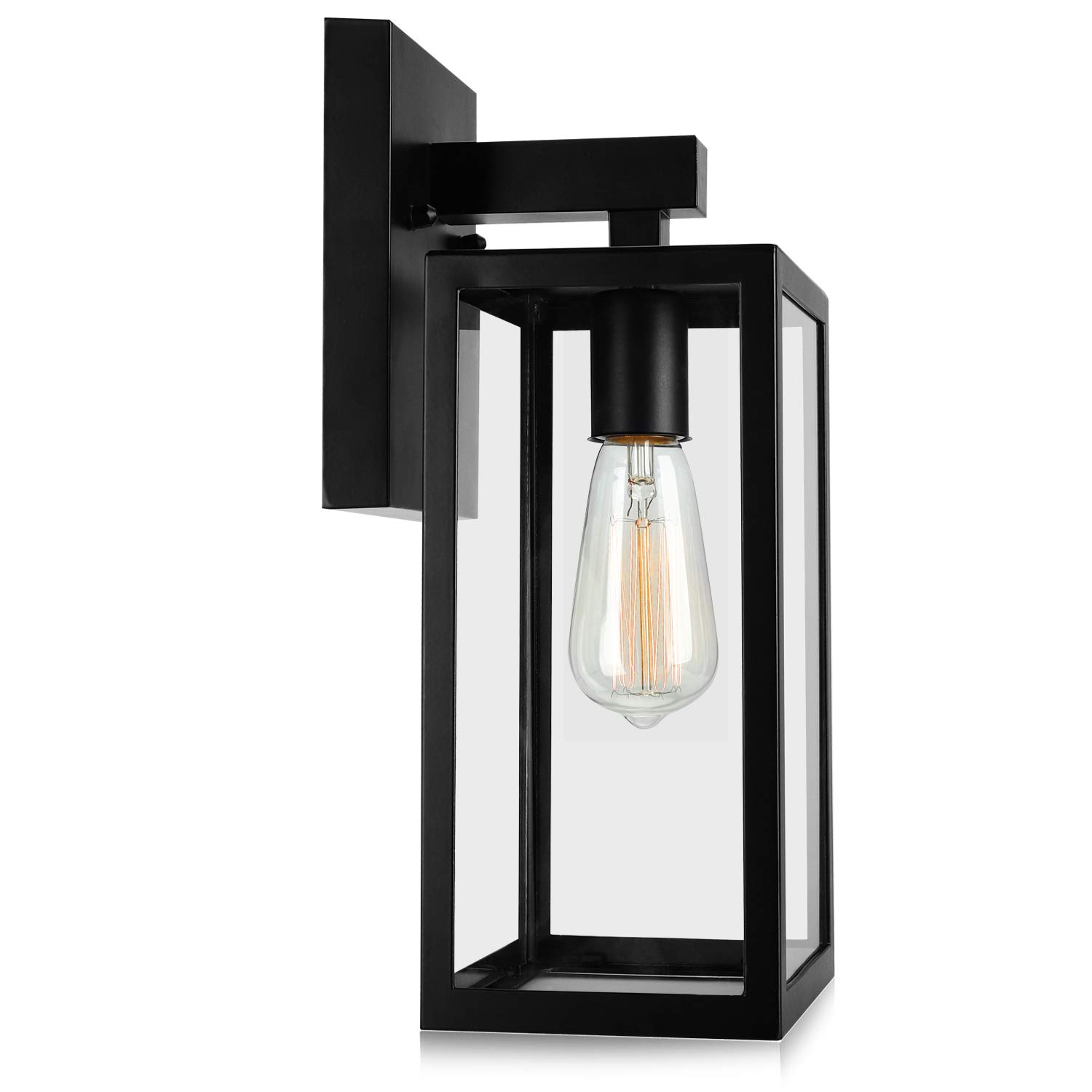 MAXvolador Outdoor Wall Lantern, Large Exterior Waterproof Wall Sconce Light Fixture, Black Anti-Rust Mount Lights Glass, E26 Porch Patio Lighting Image