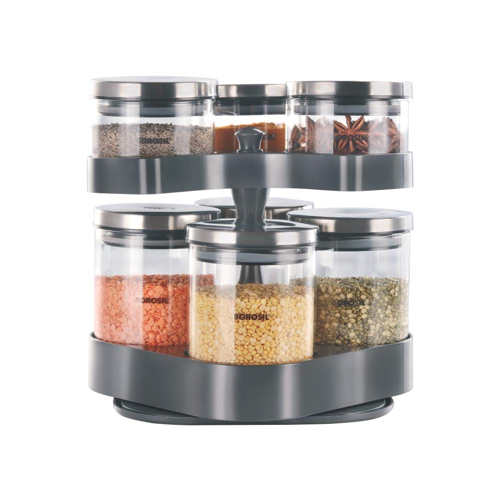 Borosil Classic Jar Set of 7 (with Rotating Tray) Amazon.in Home