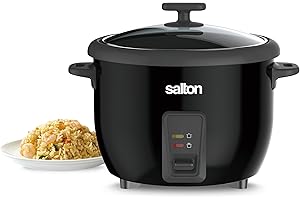 Salton Automatic Rice Cooker & Steamer | 20 Cup (10 Cup Uncooked) | Electric Rice Cooker | Glass Lid, Keep Warm Function, Ste