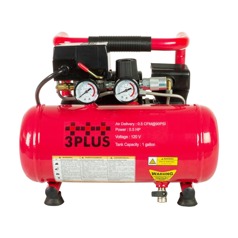 3PLUS HCB050401 18Gauge Brad Nailer and Quiet Air Compressor Combo kit