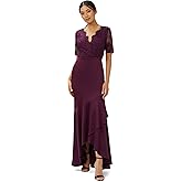 Adrianna Papell Womens Lace Satin Crepe Gown