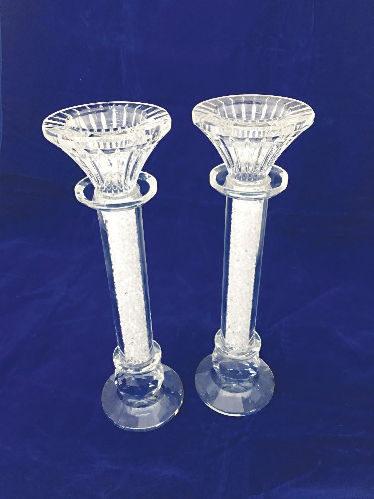 Crystal Candle Stick Pair 9.5 Inch Tall Home & Kitchen