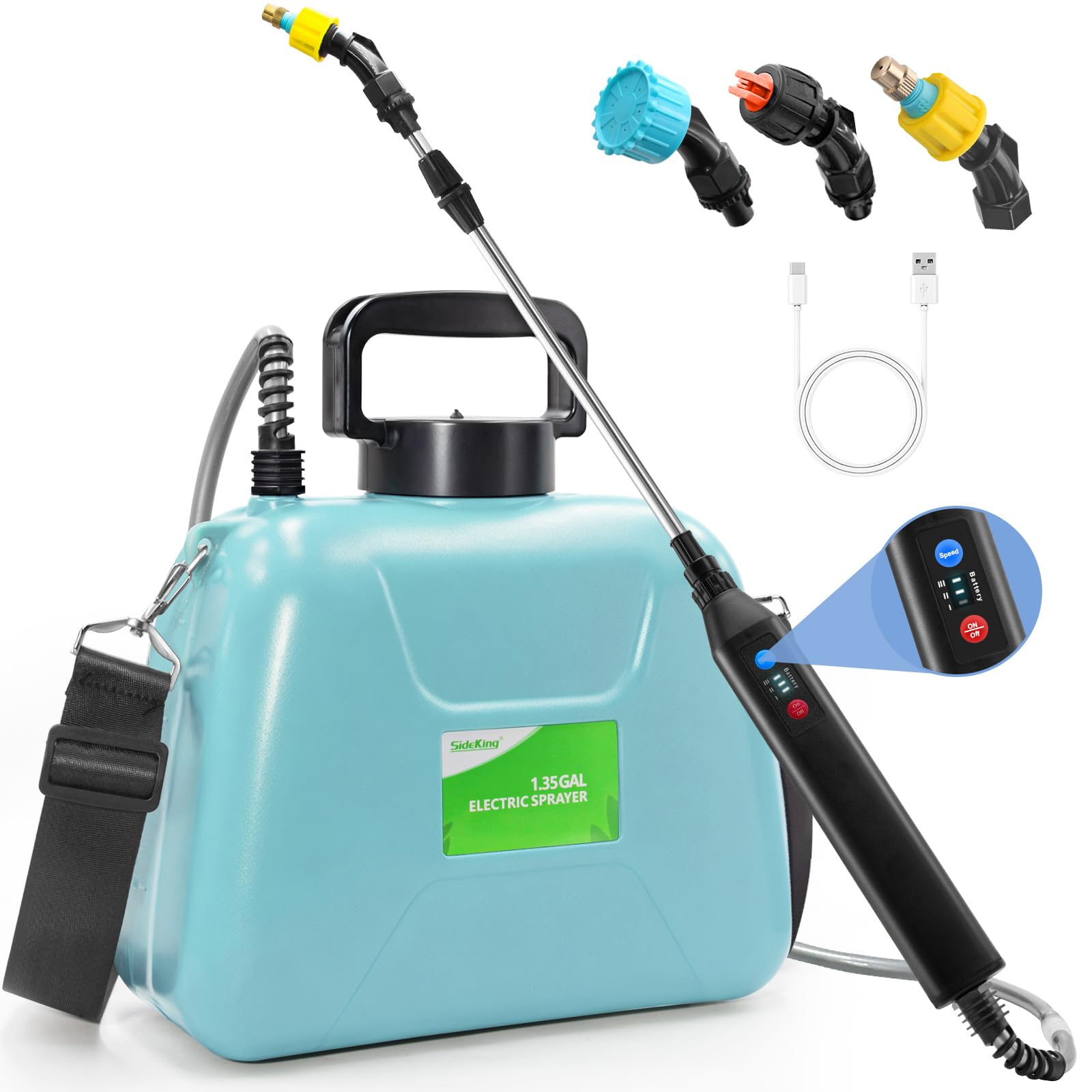 Photo 1 of SideKing Battery Powered Sprayer 1.3 Gallon, Lightweight Electric Garden Sprayers in Lawn and Garden, 3 Mode Automatic Cordless Weed Sprayer for Yard, Pesticide, Watering, Cleaning