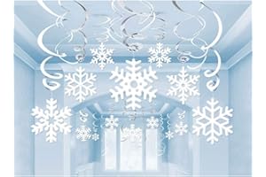 Omgouue 42Ct Christmas Snowflake Hanging Swirl Decorations - Frozen Winter Wonderland/Xmas/Holiday for New Year Party Supplies