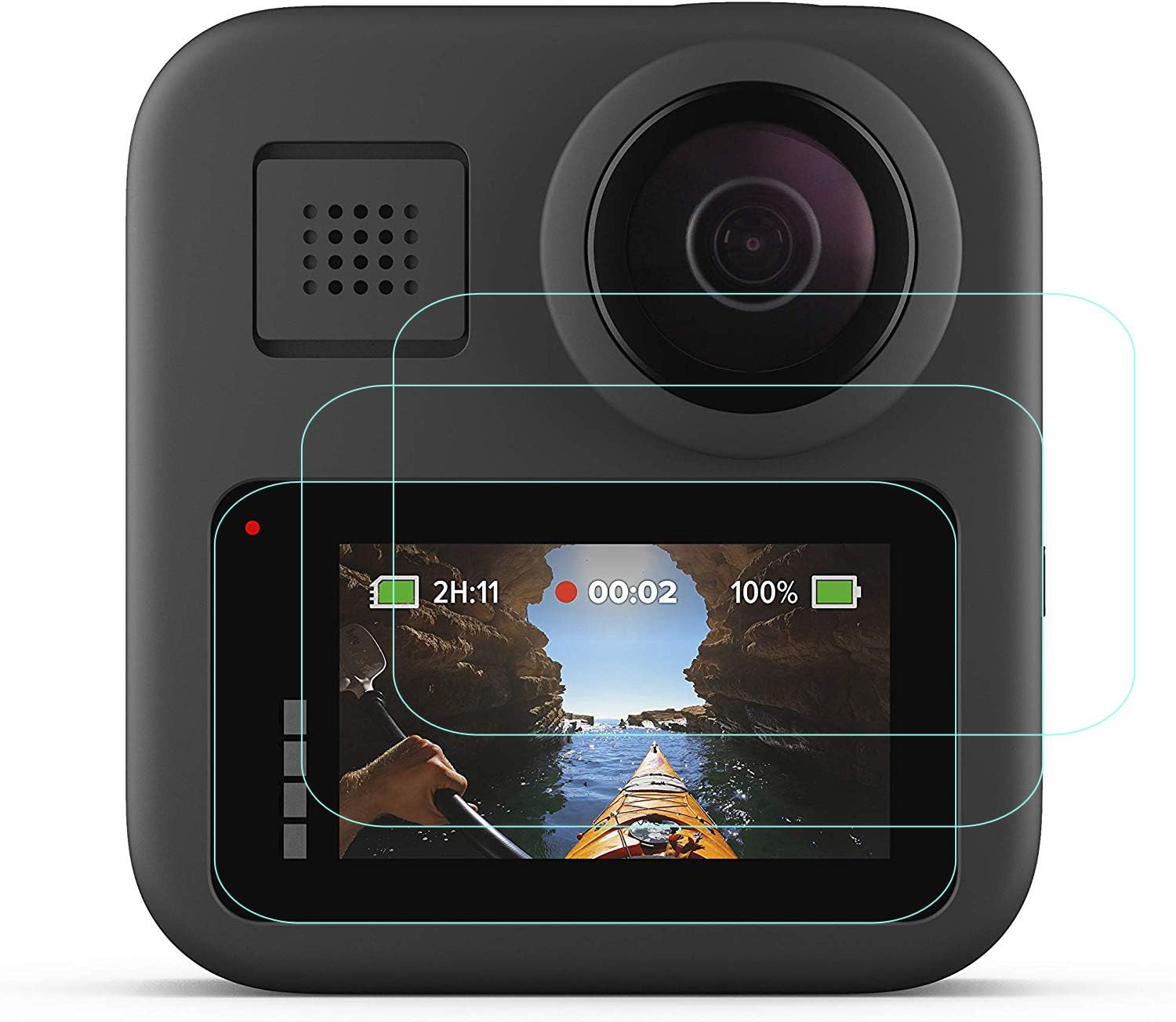 Glass Screen Protector Appliable for GoPro Max Action Camera (3 Pack), KOMET Tempered Glass Protective Film Anti-Bubble Anti-Fingerprint Anti-Dust Anti-Scrach