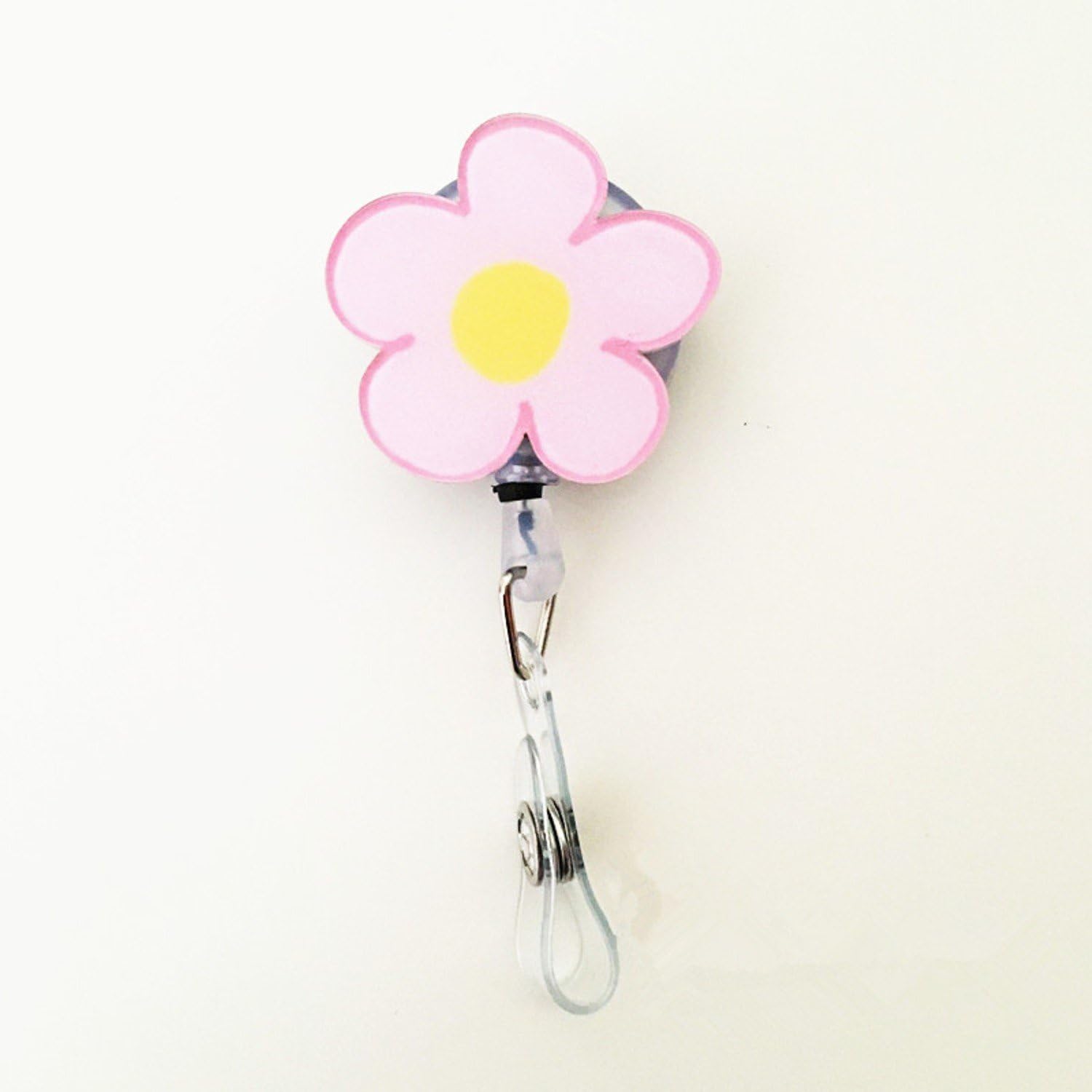 Nice Flower Retractable Stretchable Badge Reel S Id Name Card Holder Tag Pull Key Clip