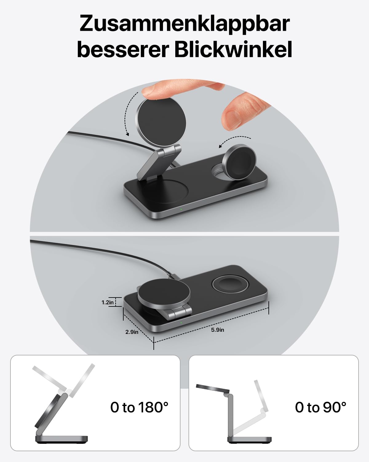 3 in 1 Ladestation mit Qi2.2 25W, Ladestation Apple Watch und iPhone Kompatibel mit Magsafe Ladestation Wireless Charger Für iPhone 17/16/15/14/13/12, AirPods, Apple Watch, mit 35W Adapter 4