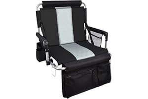 AOOXIMI Stadium Seat with Back Support, Bleach Seat with Backrest and Cushion, Stadium Chair with Cup Holders, Mesh Bag and Hidden Hook for Basketball and Soccer Bench