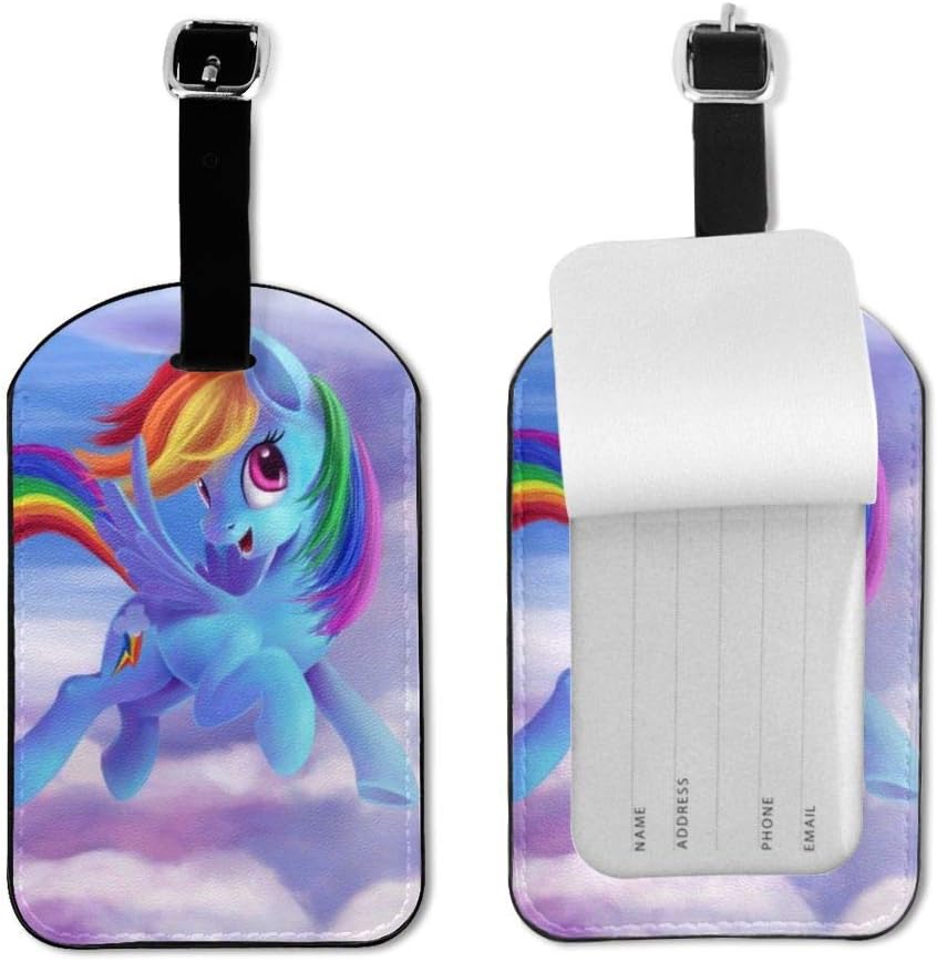 Rainbow Dash My Little Pony Friendship Is Magic Leather Luggage Tags Suitcase Tag With Full Privacy Name ID Card Valise Bendable Tag