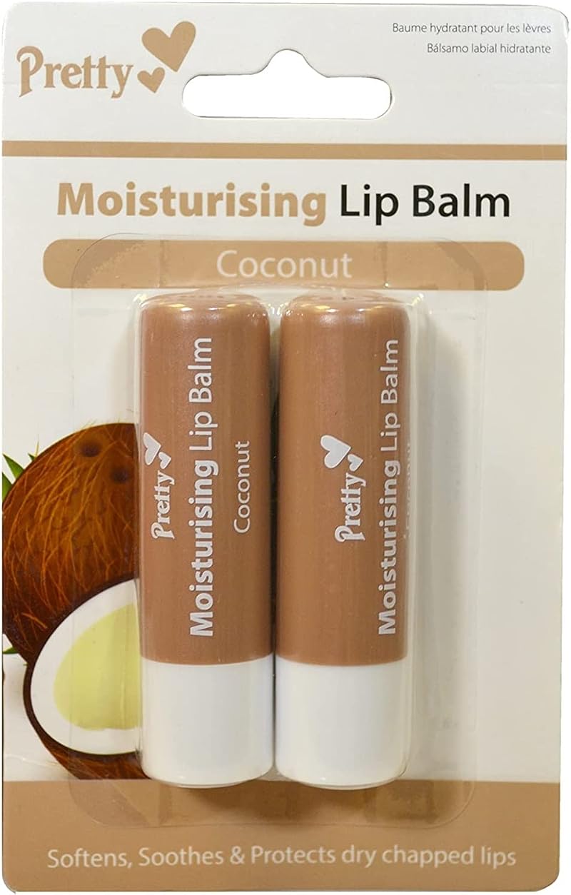Pretty Coconut Lip Balm 2 x 4.3g Softens Soothes Protects Dry Lips