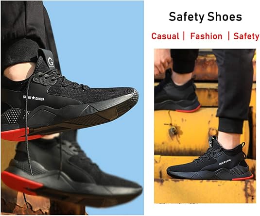 Amazon Com Kinow Men Steel Toe Safety Work Shoes Slip Resistant Construction Sneakers For Women Shoes