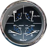 Faria Beede 33762 Multifunction 5" Gauge Fuel/Oil PSI/Water Temp/Voltmeter - Chesapeake, Black SS
