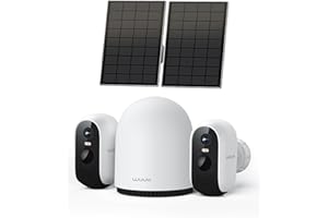 WUUK 2K Solar Security Cameras Wireless Outdoor, Homebase Support Up to 8 Cams, 2 Cams Kit with Forever Power, No Monthly Fee