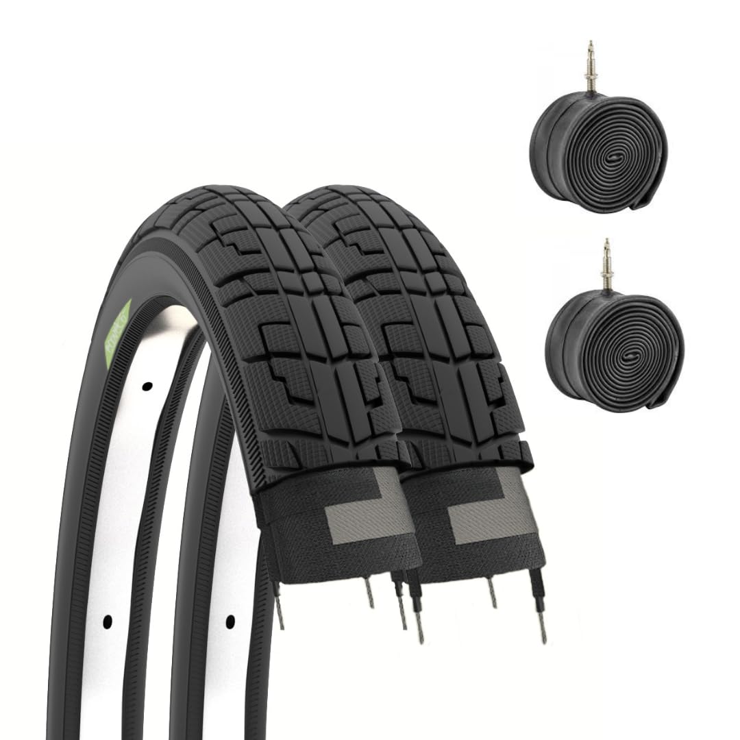 ECOVELO Unisex - Adult 2 x 1.75 Tyres 12 1/2 x 1.75 2 1/4 (47-203) + Inner Tube, Black, 2 x 1.75 x 2