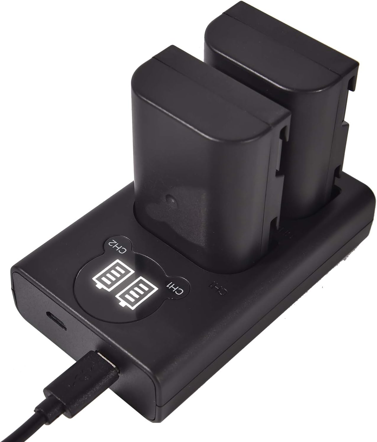 DSTE 2x DMW-BLF19E Replacement Battery + Dual USB Charger with LCD Display Compatible for DMW-BLF19 and Panasonic Lumix DMC-GH3,DMC-GH3GK,DMC-GH3HGK,DMC-GH3HGK,DMC-GH3KBODY,DMC-GH4H,DMC-GH4 Camera - Image 3
