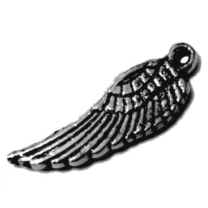 25 pieces 5x17mm Black Finding, Angel Wings Alloy Charm Pendants - A0235
