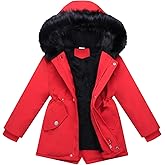 AIMISYOU Girl Winter Coat Heavyweight Padded Puffer Jacket Kids Parka Fleece Snow Clothes