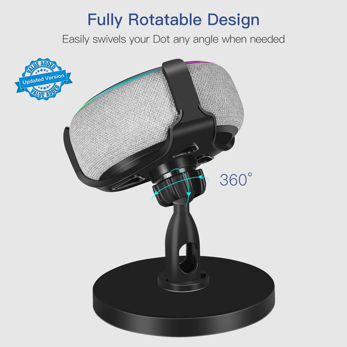 CaseBuy Echo Dot 3rd Gen Stand, Table Holder 3rd Generation, 360 Degrees Rotated/Elastic Material/Rubber Protection Stand Bracket Mount, Increase Reception Perfectly Fit Echo 3rd Gen Accessories