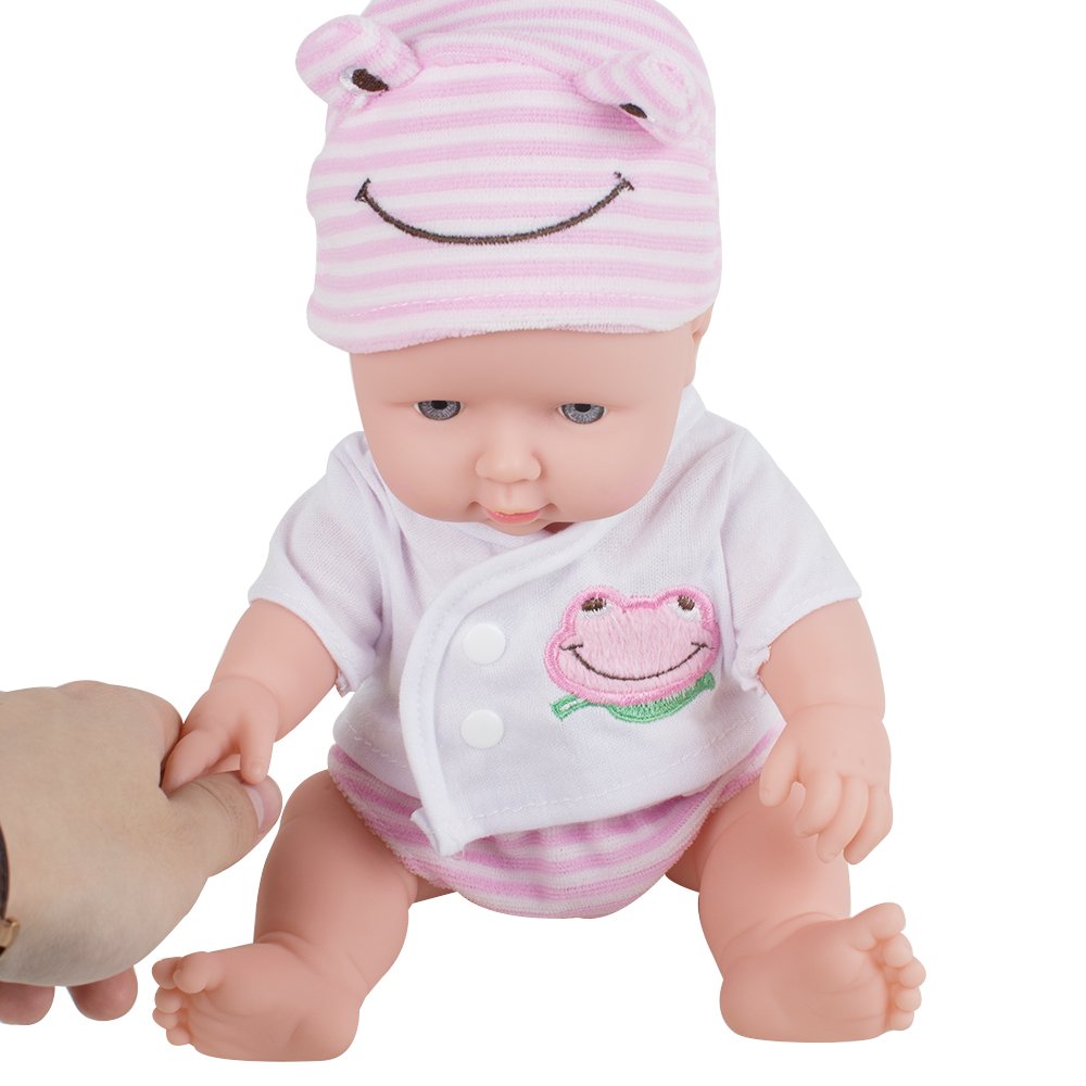 ixaer Reborn Dolls-12 inch Reborn Baby Doll Soft Vinyl Silicone Lifelike Sound Laugh Cry Newborn Baby Toy for Boys Girls Christmas Gift (Green, Pink, Yellow) (Pink)